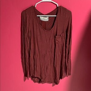 Elegant Maroon Long Sleeve Women's Top